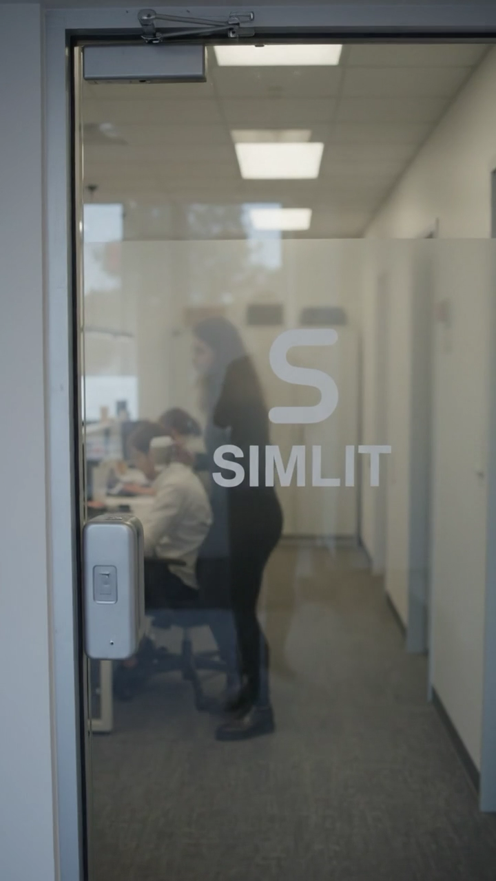 The SIMLIT office door, seen in Episode 01